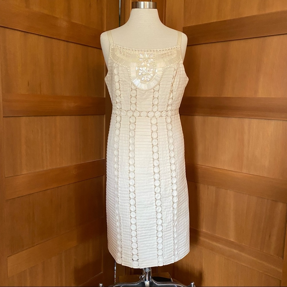 Nanette Lepore Ivory Embellished Cotton Treasure Dress